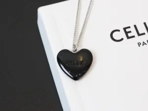 Celine Black Heart Pendant Necklaces
