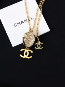 Chanel CC Logo Gold Pendant Necklaces