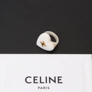 Celine Triomphe White Heart Rings