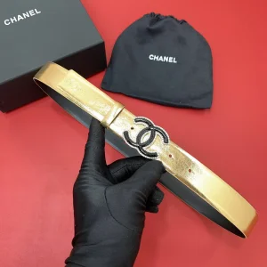 Chanel CC Logo Gold Leather Belt 30MM