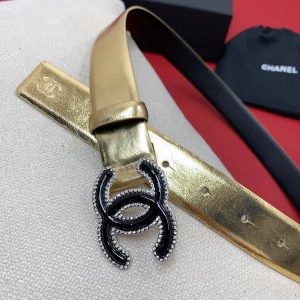 Chanel CC Logo Gold Leather Belt 30MM