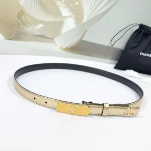 Chanel CC Logo Gold Leather Belt 20MM