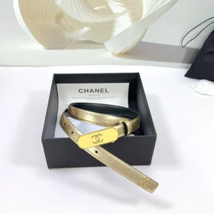 Chanel CC Logo Gold Leather Belt 20MM