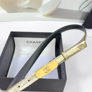 Chanel CC Logo Gold Leather Belt 20MM