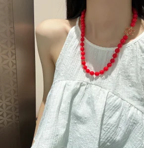 Chanel CC Red Pearls Necklaces