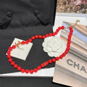 Chanel CC Red Pearls Necklaces