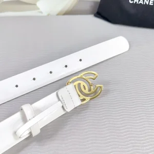 Chanel CC logo White Leather Belt 30MM