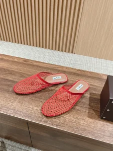 Alaia Red Fishnet Flat Mules