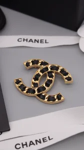 Chanel CC Black Gold Brooch