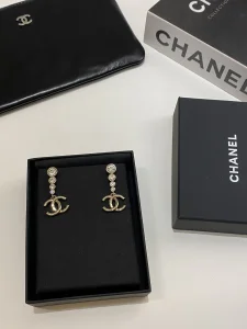 Chanel CC Logo Pendant Earrings