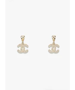 Chanel Crystals CC Logo Earrings