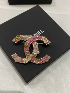 Chanel Multi Charms CC Logo Brooch Pink