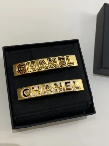 Chanel Vintage Logo Hair Clip Gold