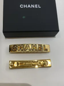 Chanel Vintage Logo Hair Clip Gold