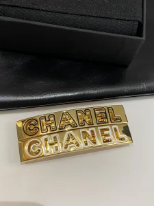Chanel Vintage Logo Hair Clip Gold