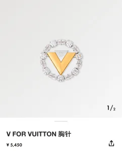 Louis Vuitton V For Crystal Brooch