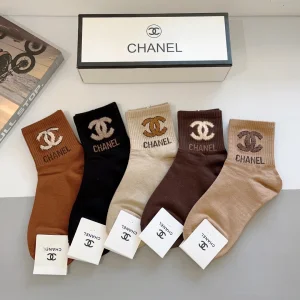 Chanel CC Logo Knitted Cotton Socks