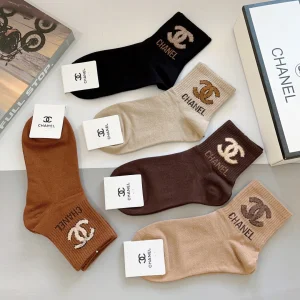 Chanel CC Logo Knitted Cotton Socks