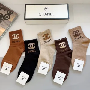 Chanel CC Logo Knitted Cotton Socks