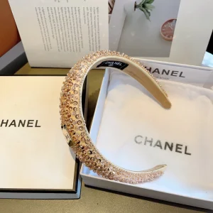 Chanel Sequins Embellished Headband Gold