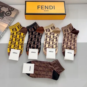 Fendi FF Logo Knitted Cotton Socks
