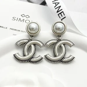 Chanel CC Logo Pendant Earrings