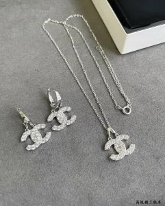Chanel Crystals CC Logo Pendant Necklace