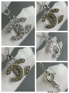 Chanel Crystals CC Logo Pendant Necklace