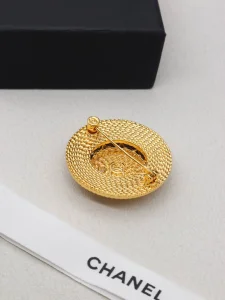 Chanel Gold Plated Straw Hat Brooch