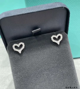 Tiffany Heart Diamond Stud Earrings