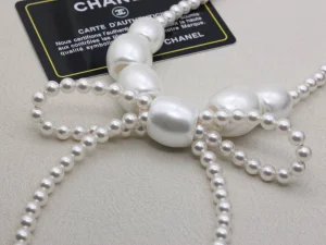 Chanel Glass Pearls Bowknot Necklaces