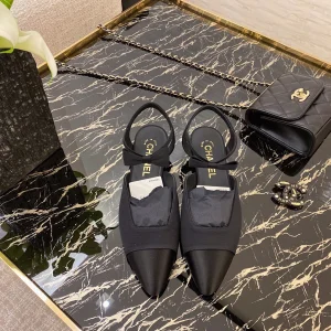 Chanel Black Satin Ballet Flat