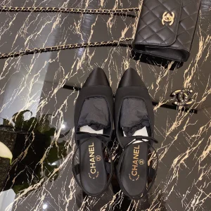 Chanel Black Satin Ballet Flat