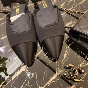 Chanel Black Satin Ballet Flat