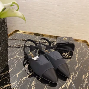 Chanel Black Satin Ballet Flat