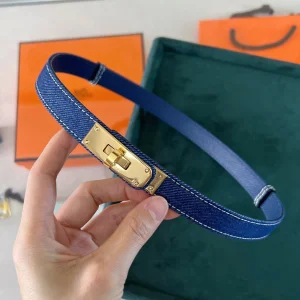 Hermes Kelly Jean Denim Blue Belt 18MM