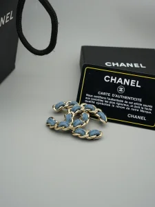 Chanel Denim Blue CC Logo Brooch