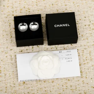 Chanel CC Logo Pearl Earrings