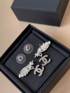 Chanel Metal Crystal Pendant Earrings