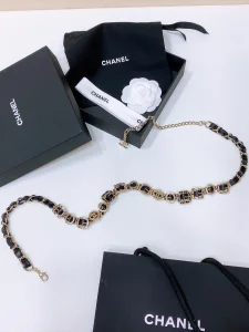 Chanel Leather and Chain Belt Black