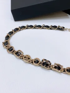 Chanel Leather and Chain Belt Black