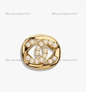 Chanel CC Faux Pearl Crystals Brooch
